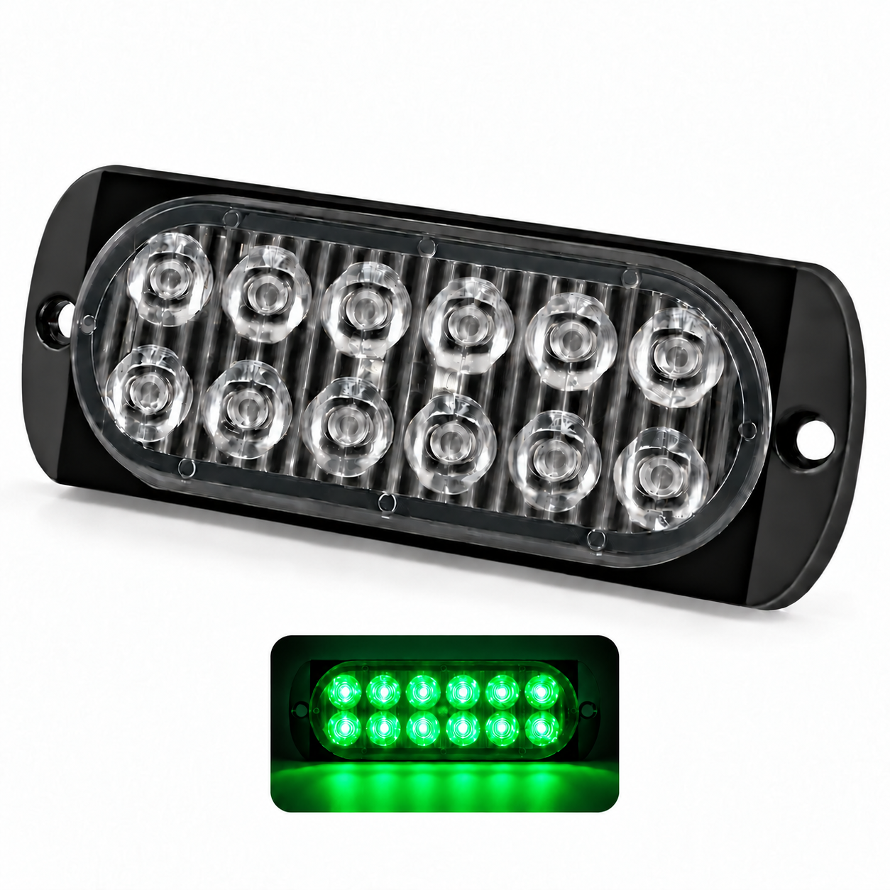 STROBO 12 LED 12/24V VERDE