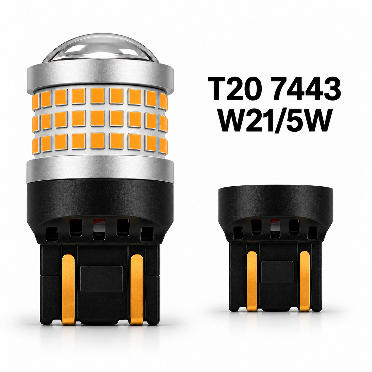 T20 69 LED LUPA AMBAR (7443) W21/5W